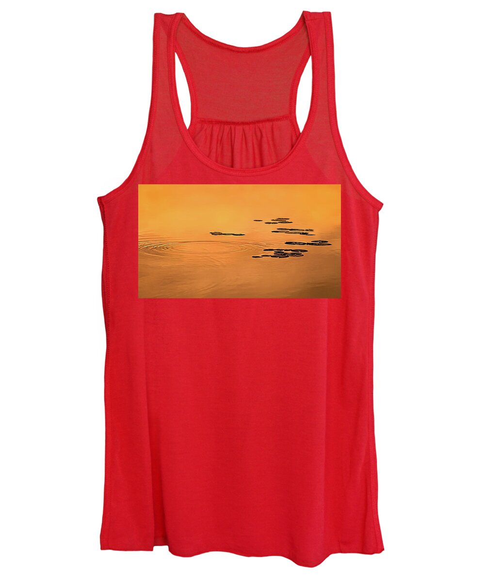 Sunrise Women's Tank Top featuring the photograph Ripples, Pads, and Reflected Sunrise by Robert Mitchell