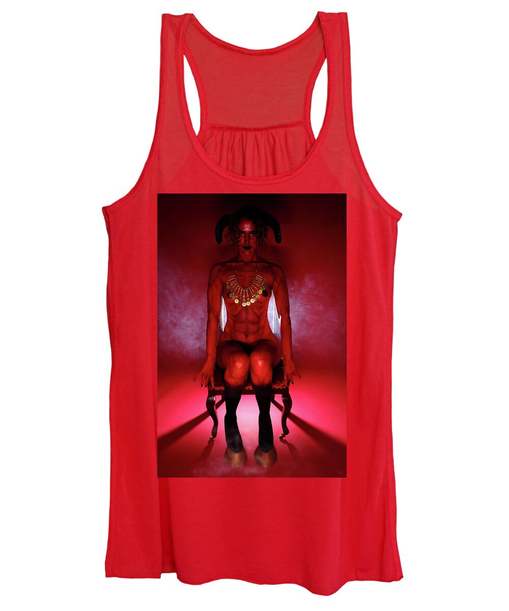 Red Women's Tank Top featuring the photograph She-Devil by Nicky and the Firmins