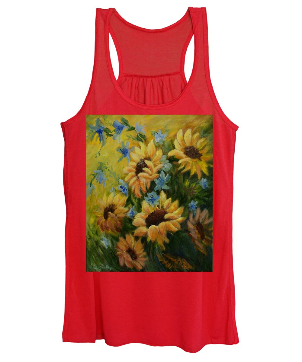 Daisies Women's Tank Top featuring the painting Sunflowers Galore by Jo Smoley