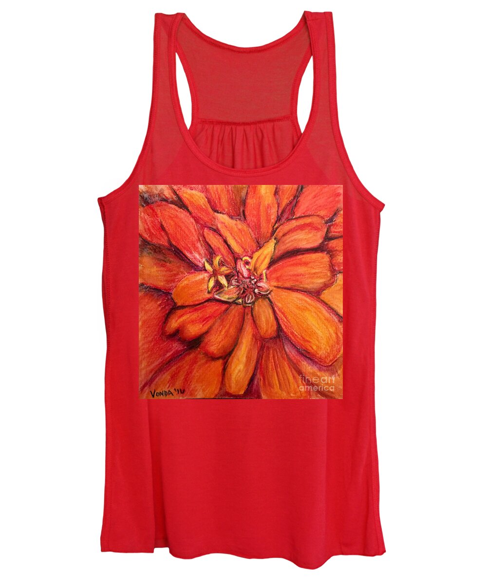 Macro Women's Tank Top featuring the drawing Star Flower by Vonda Lawson-Rosa