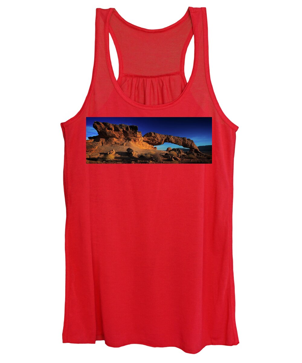 50s Women's Tank Top featuring the photograph Sunset Arch Pano by Edgars Erglis