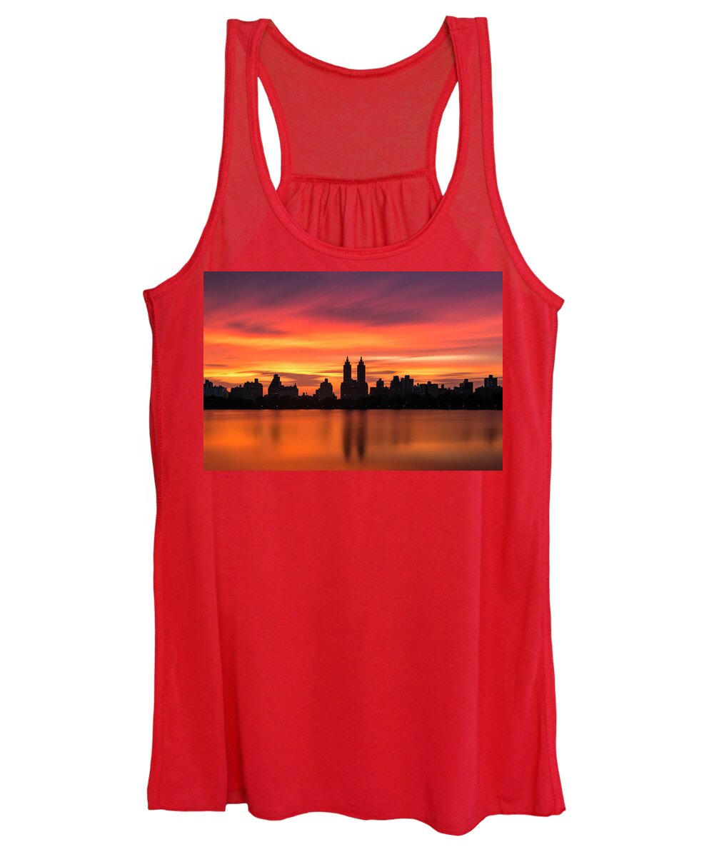 Central Park Women's Tank Top featuring the photograph Sunset Over Jackie O by Randy Lemoine