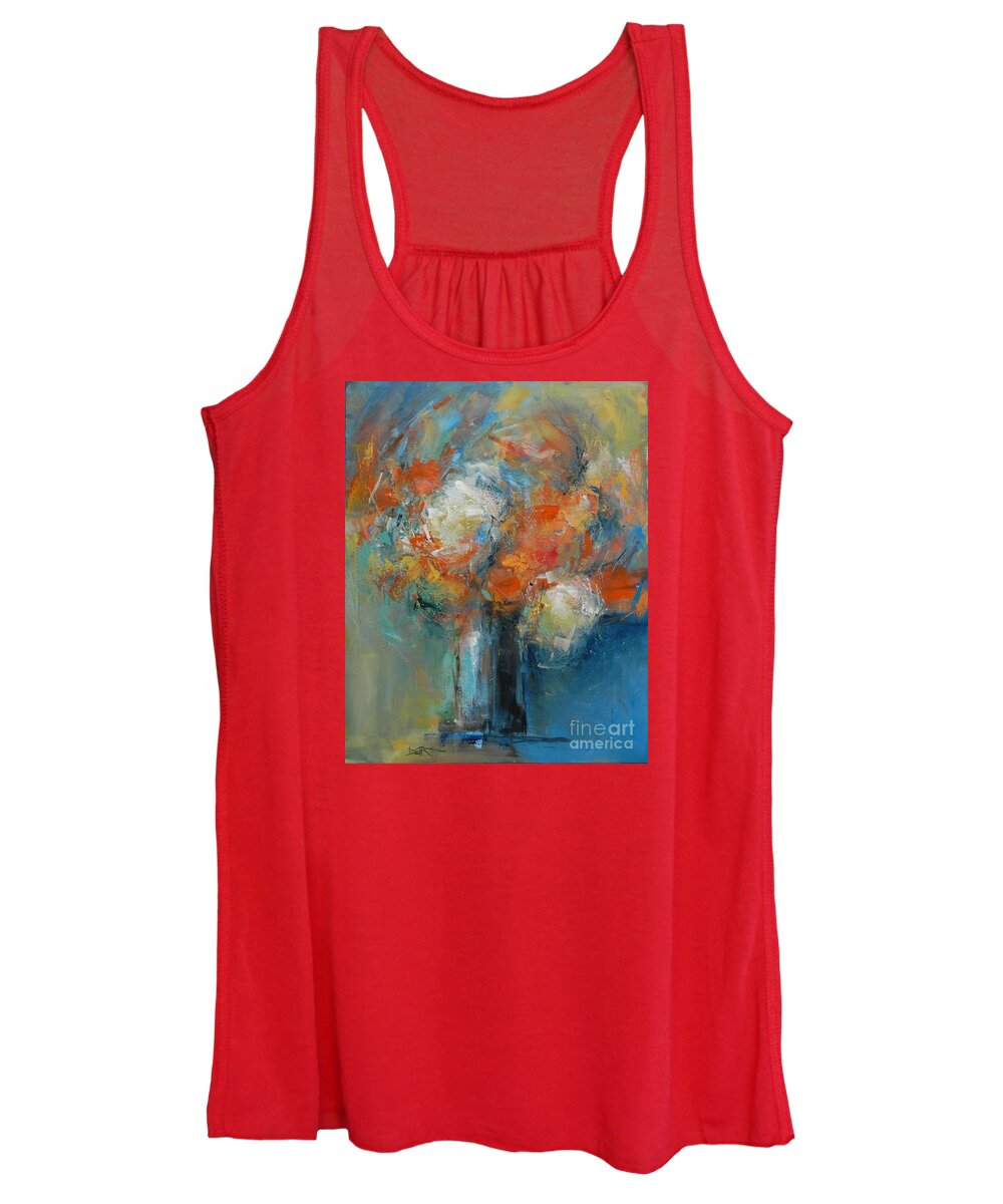 Floral Women's Tank Top featuring the painting Tangerine Dreams by Dan Campbell