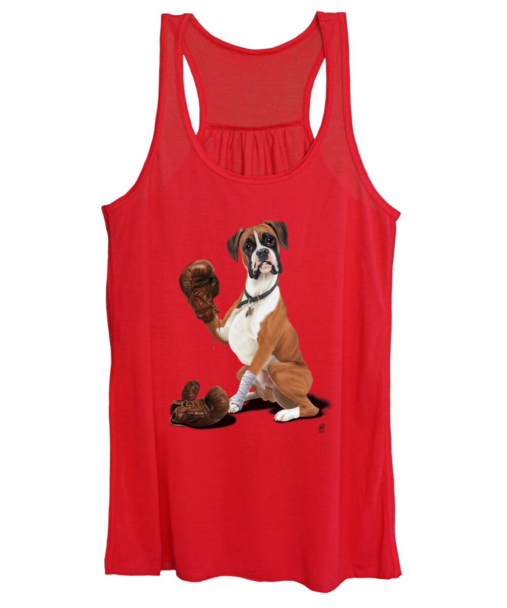Illustration Women's Tank Top featuring the digital art The Boxer Colour by Rob Snow