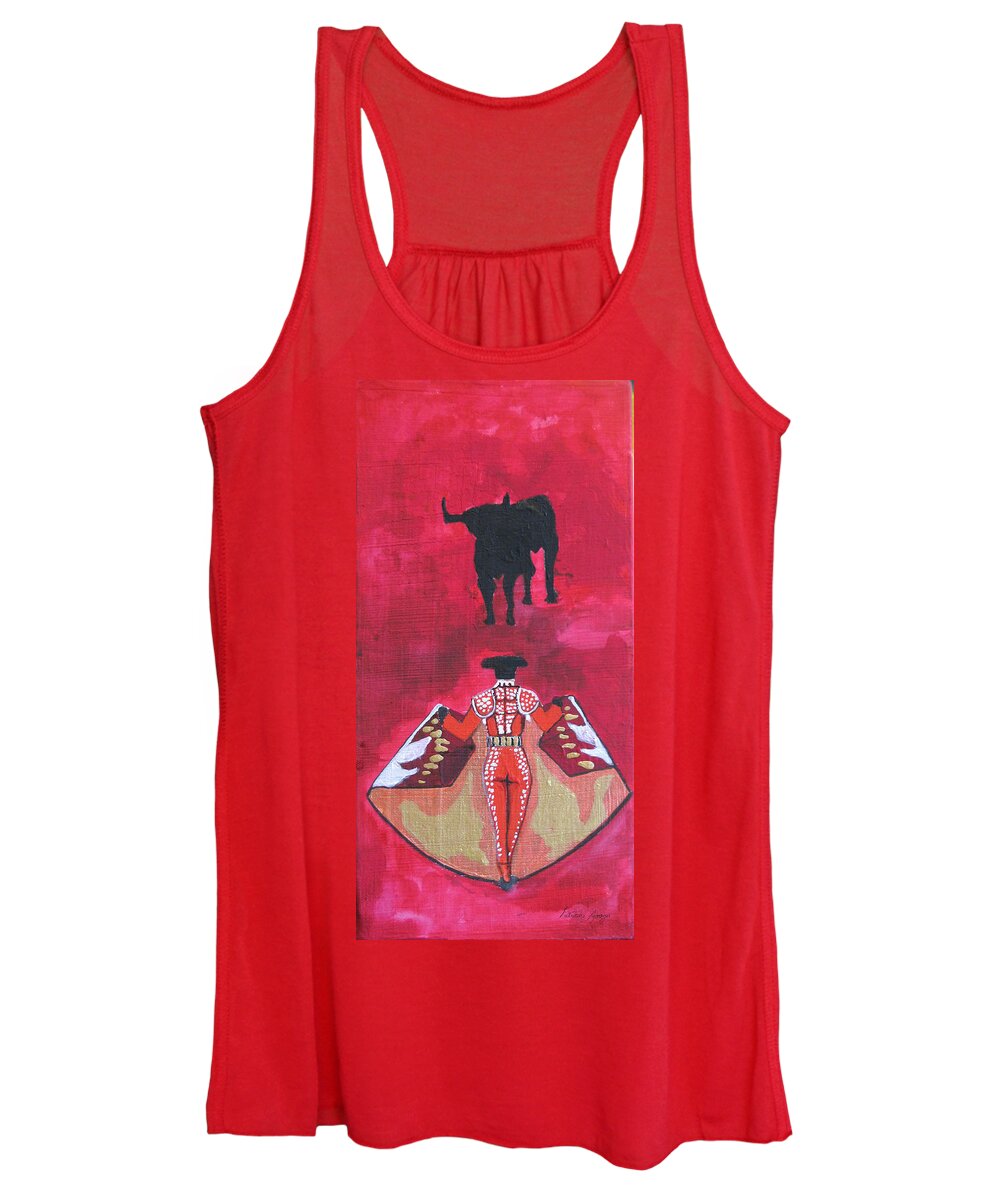 Spanish Art Women's Tank Top featuring the painting The Bull Fight NO.1 by Patricia Arroyo
