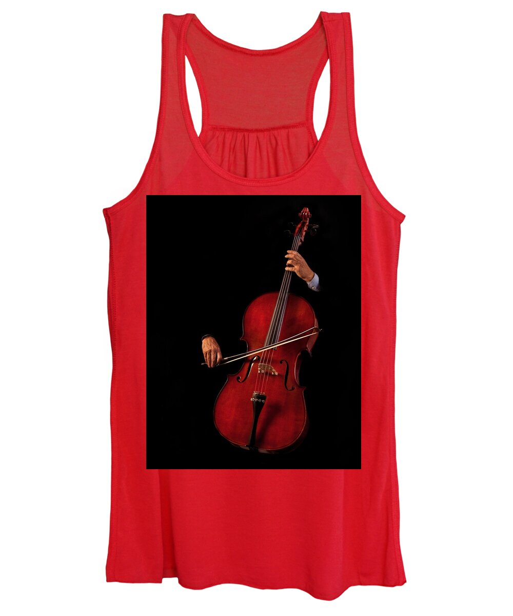 Bow Women's Tank Top featuring the photograph The Cellist by David and Carol Kelly