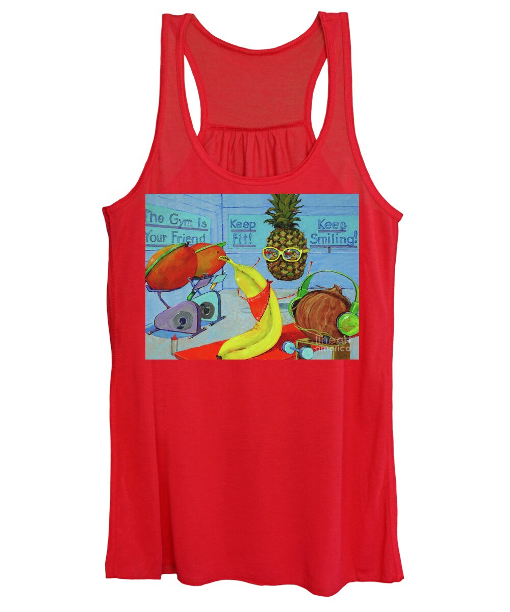 Health Women's Tank Top featuring the painting The Gym Is Your Friend by Joan Coffey