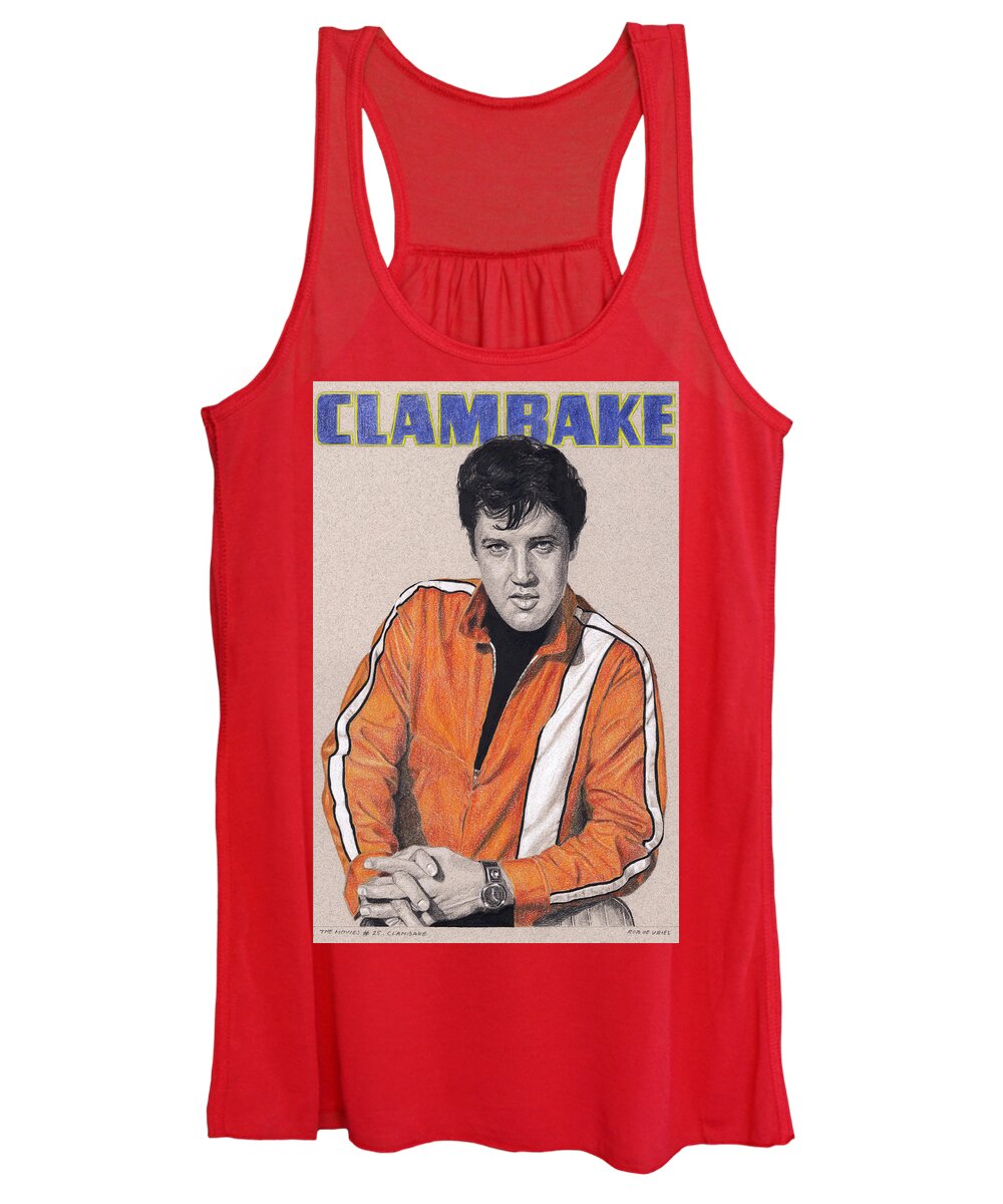 Elvis Women's Tank Top featuring the drawing The Movies #25, Clambake by Rob De Vries