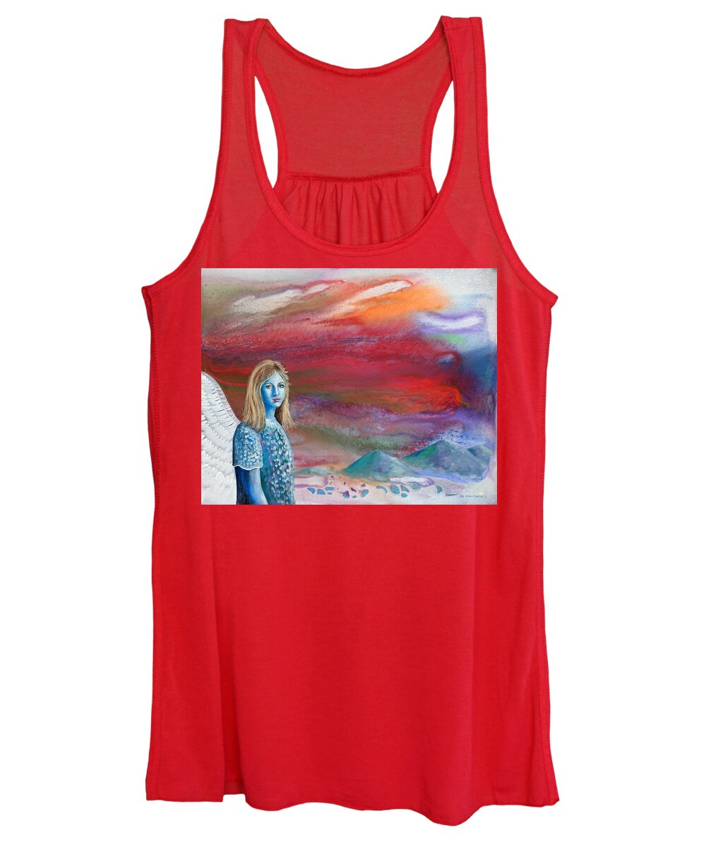 Angel Women's Tank Top featuring the painting The Waiting by Lee Pantas