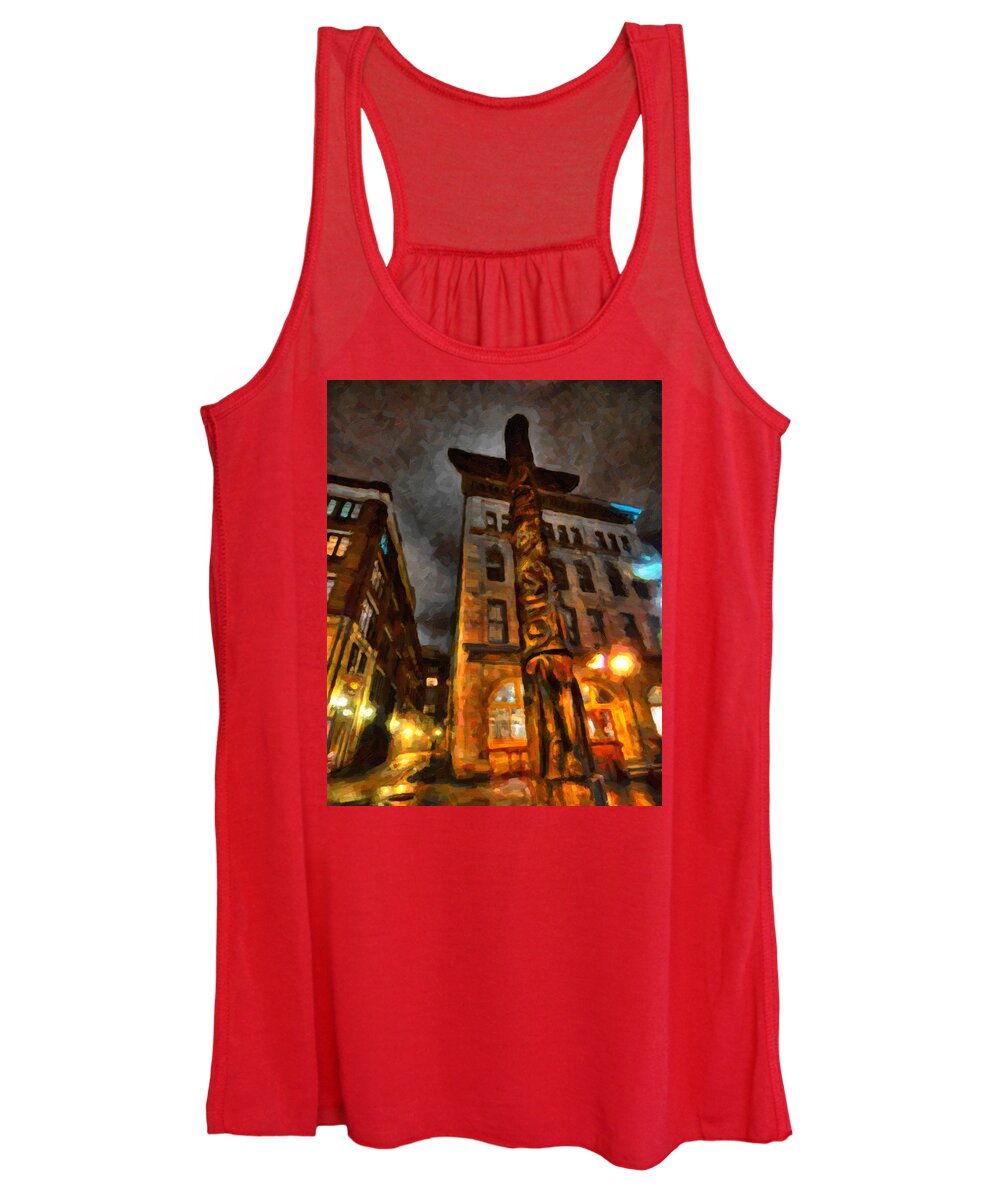 Market Women's Tank Top featuring the painting Totem in the City by Prince Andre Faubert