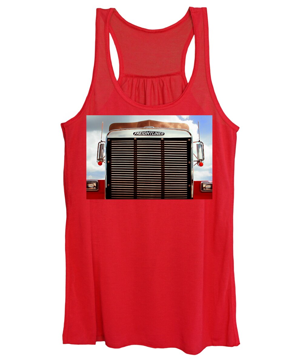 Truck Women's Tank Top featuring the photograph Vintage Red Freightliner Truck by Mitch Spence