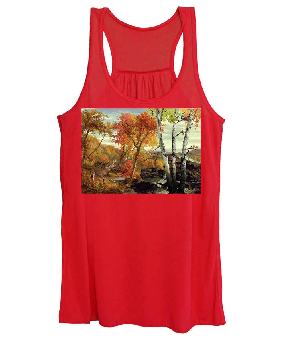 Deer Women's Tank Top featuring the digital art White-tailed Deer in the Poconos by M Spadecaller