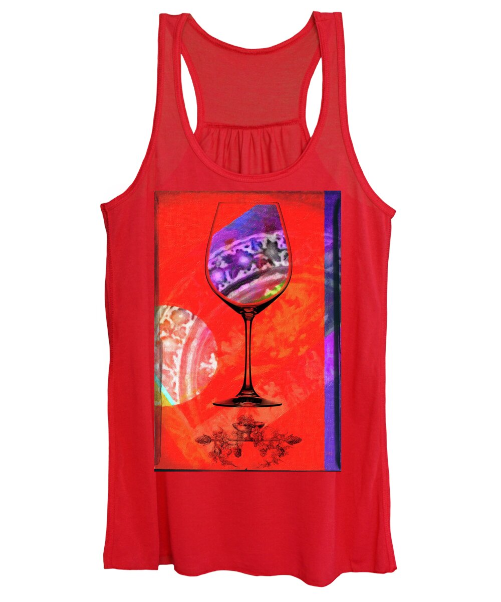 Wine Women's Tank Top featuring the mixed media Wine Pairings 5 by Priscilla Huber