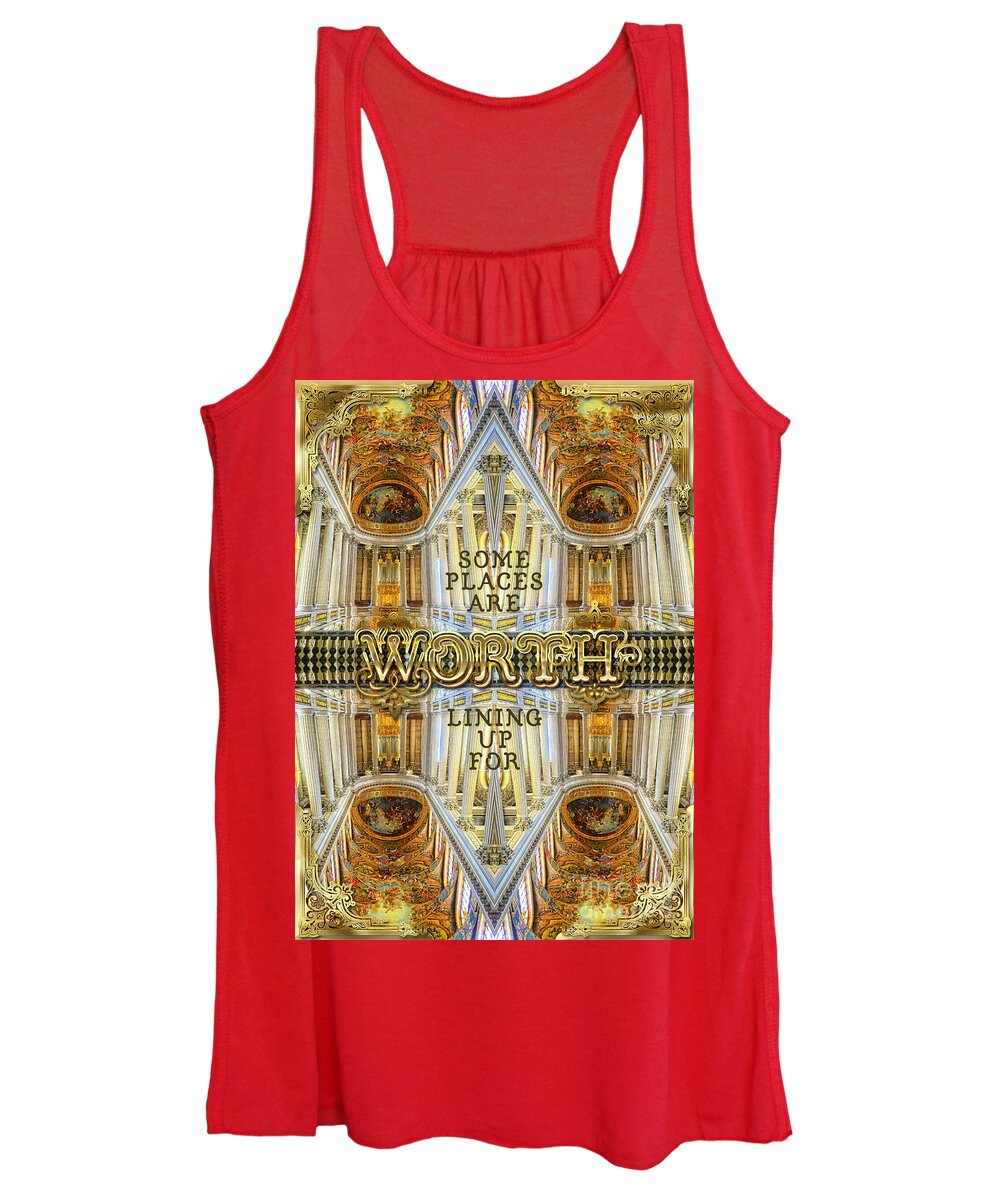 Worth Lining Up For Women's Tank Top featuring the photograph Worth Lining Up For Versailles Palace Chapel Paris by Beverly Claire Kaiya
