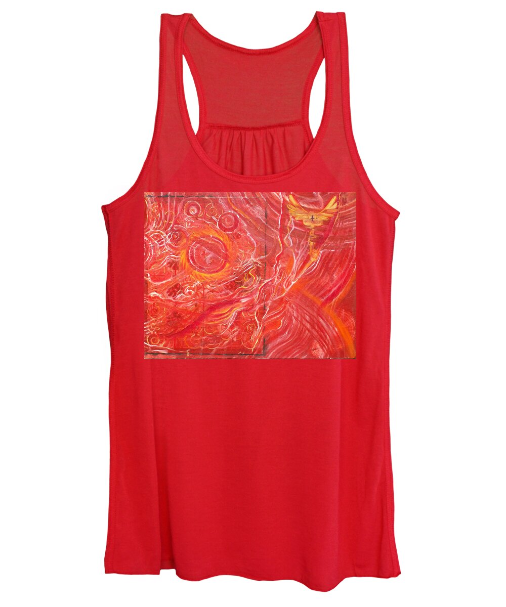 Hell Women's Tank Top featuring the painting Yaweh El Shaddai bottom Canvas detail by Anne Cameron Cutri