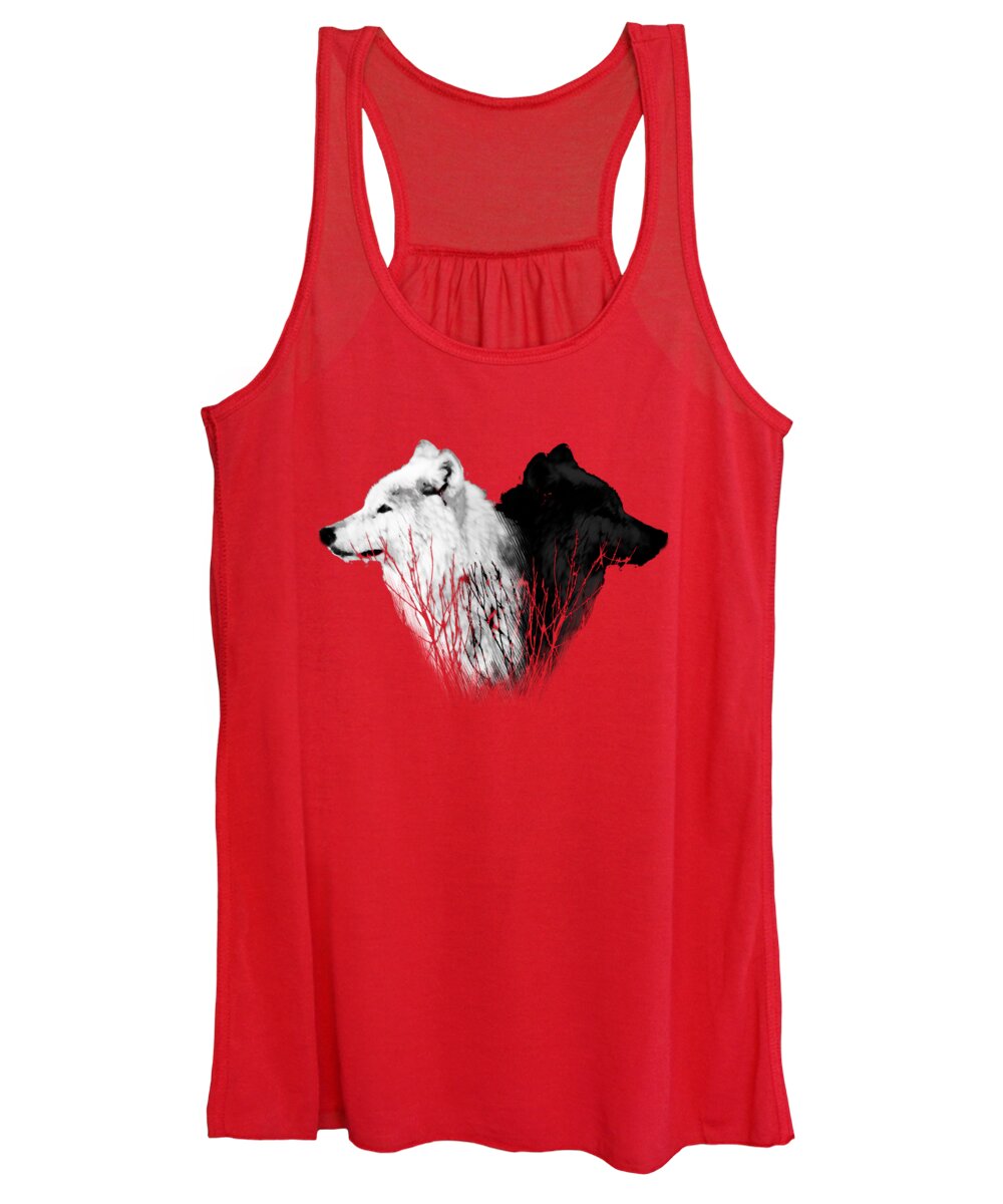 Yellowstone Women's Tank Top featuring the photograph Yellowstone Wolves T-Shirt 2 by Max Waugh