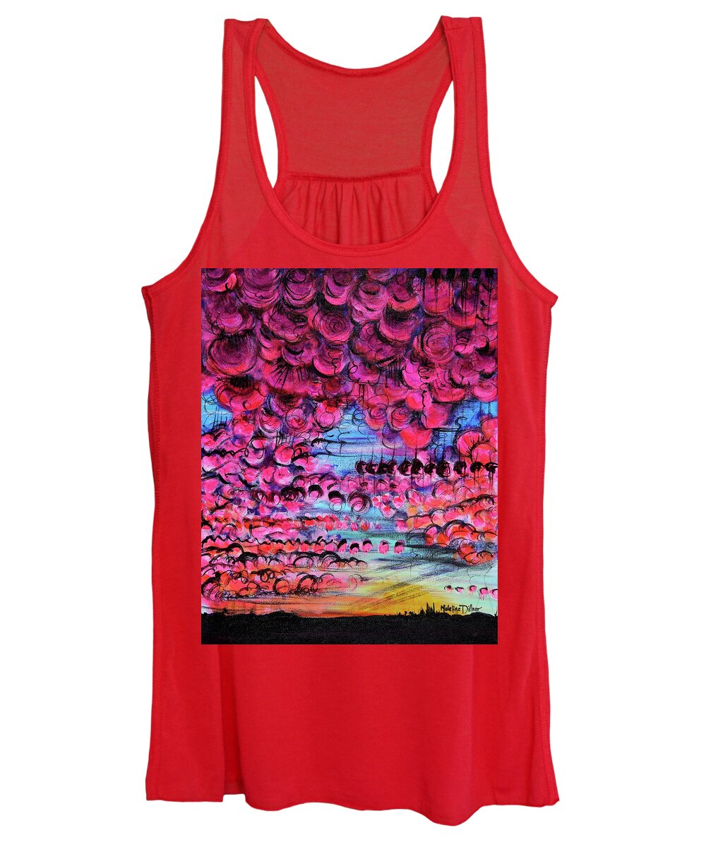 Clouds Women's Tank Top featuring the painting 99 Red Balloons by Madeline Dillner