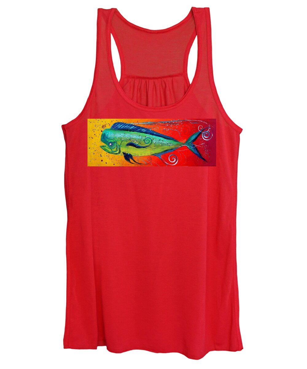Fish Women's Tank Top featuring the painting Abstract Mahi Mahi by J Vincent Scarpace