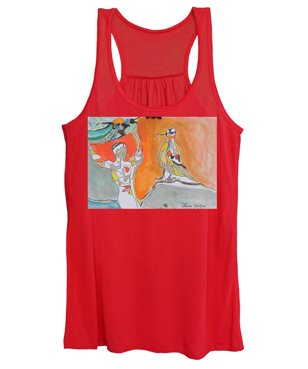 Ethnic Women's Tank Top featuring the painting African story by Ilona Petzer