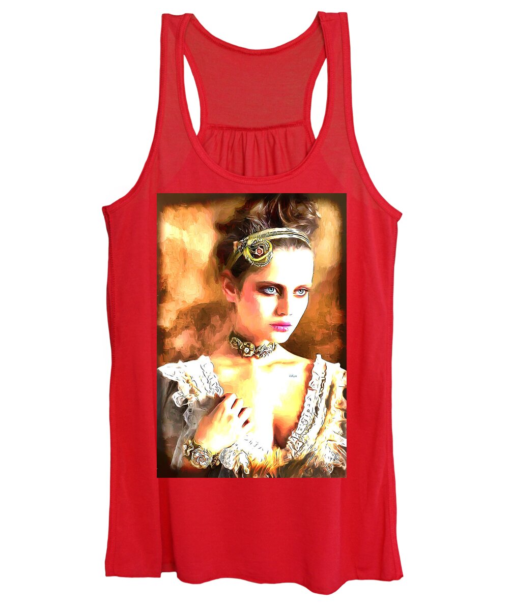 Paint Women's Tank Top featuring the painting Beautifull woman portrait by Nenad Vasic