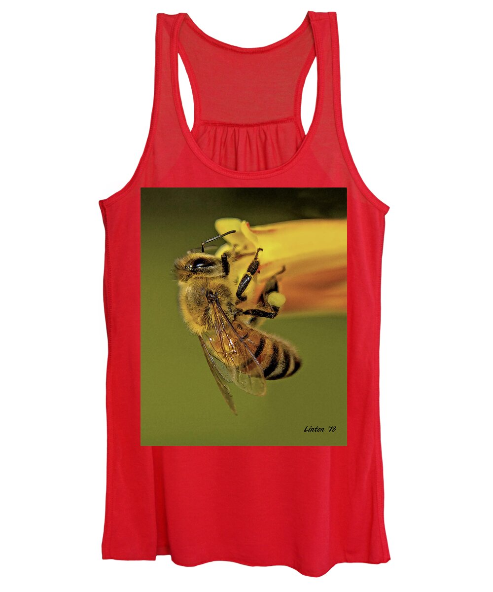 Bee Women's Tank Top featuring the photograph European Honey Bee by Larry Linton