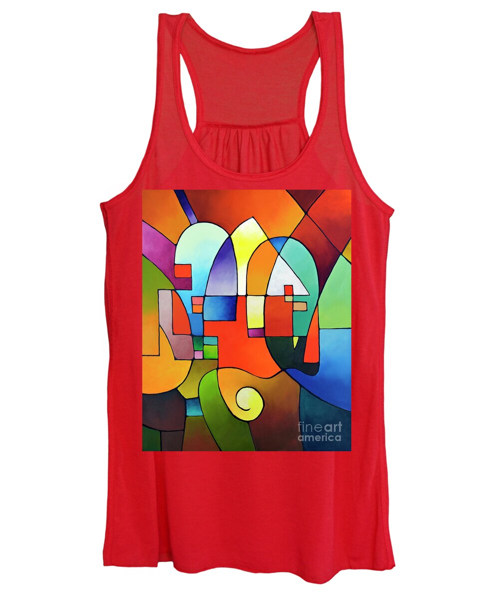 Geometric Art Women's Tank Top featuring the painting Clear Focus 2, Canvas two by Sally Trace