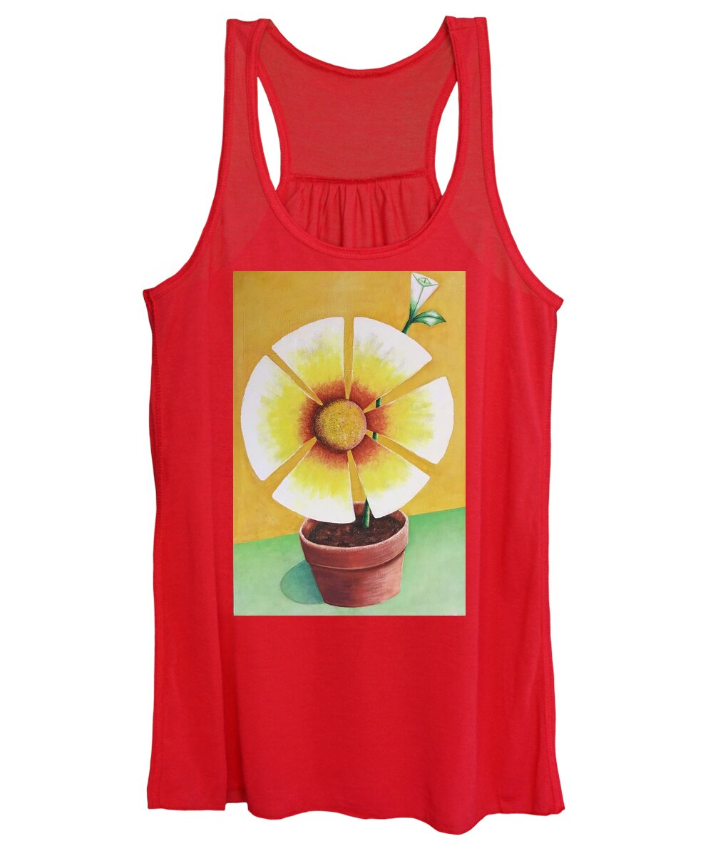 Ricardosart37 Women's Tank Top featuring the painting Communication Plant by Ricardo Penalver deceased