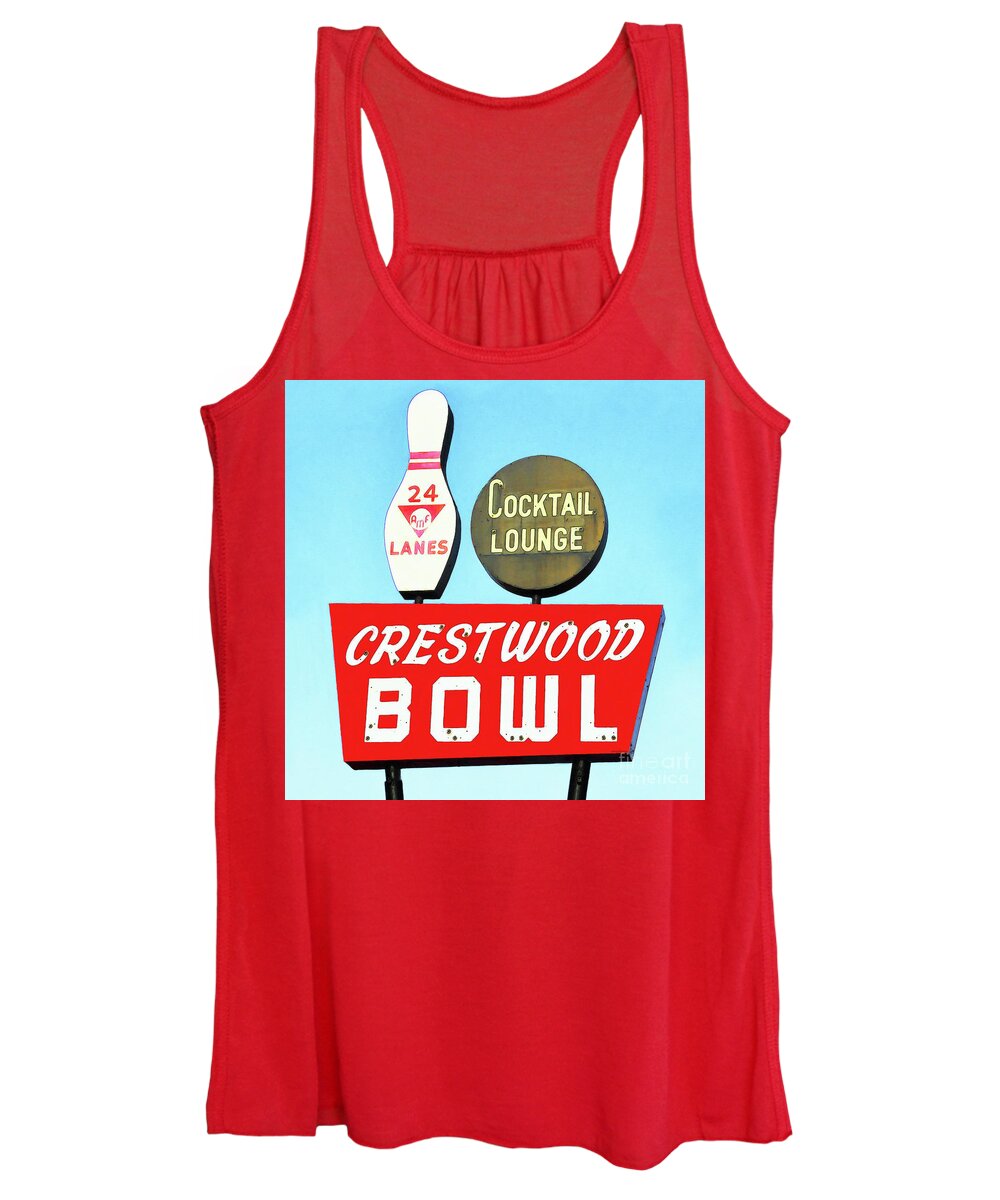 Wingsdomain Women's Tank Top featuring the photograph Crestwood Bowl Bowling Alley 20190105 square by Wingsdomain Art and Photography