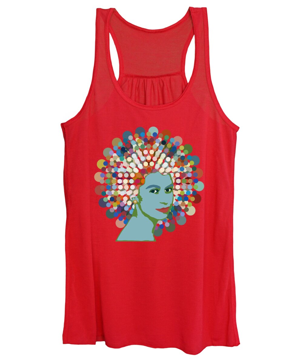 Dotty Women's Tank Top featuring the mixed media Disco Queen RED by BFA Prints