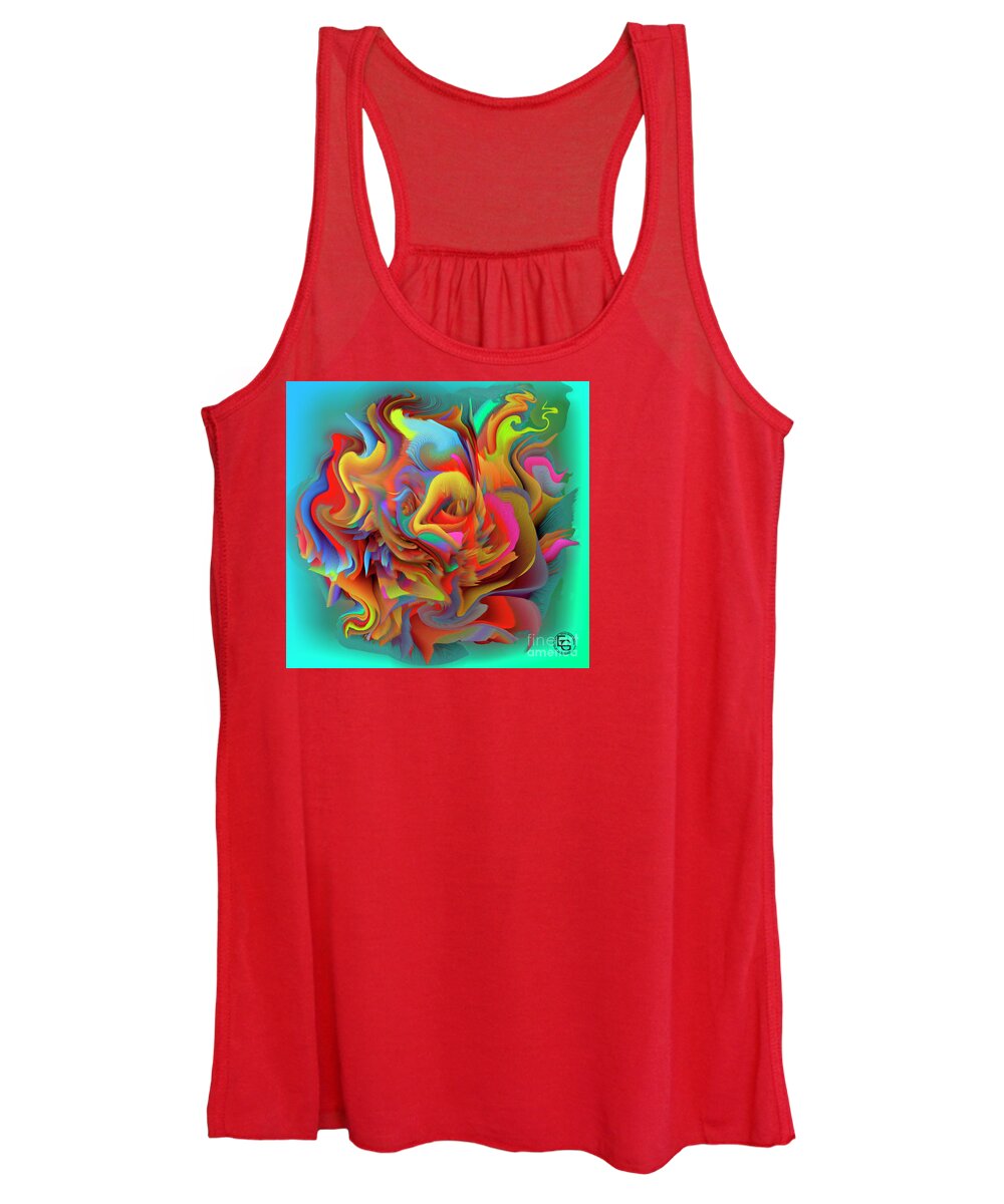 Art Women's Tank Top featuring the mixed media Autumn leaves and flowers. Autumn foliage in the autumn forest of amber and gold colors. by Elena Gantchikova
