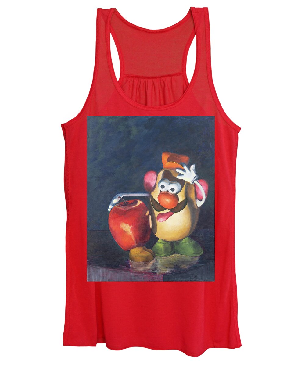 Acrylic Women's Tank Top featuring the painting Forbidden Fruit by Nancy Strahinic