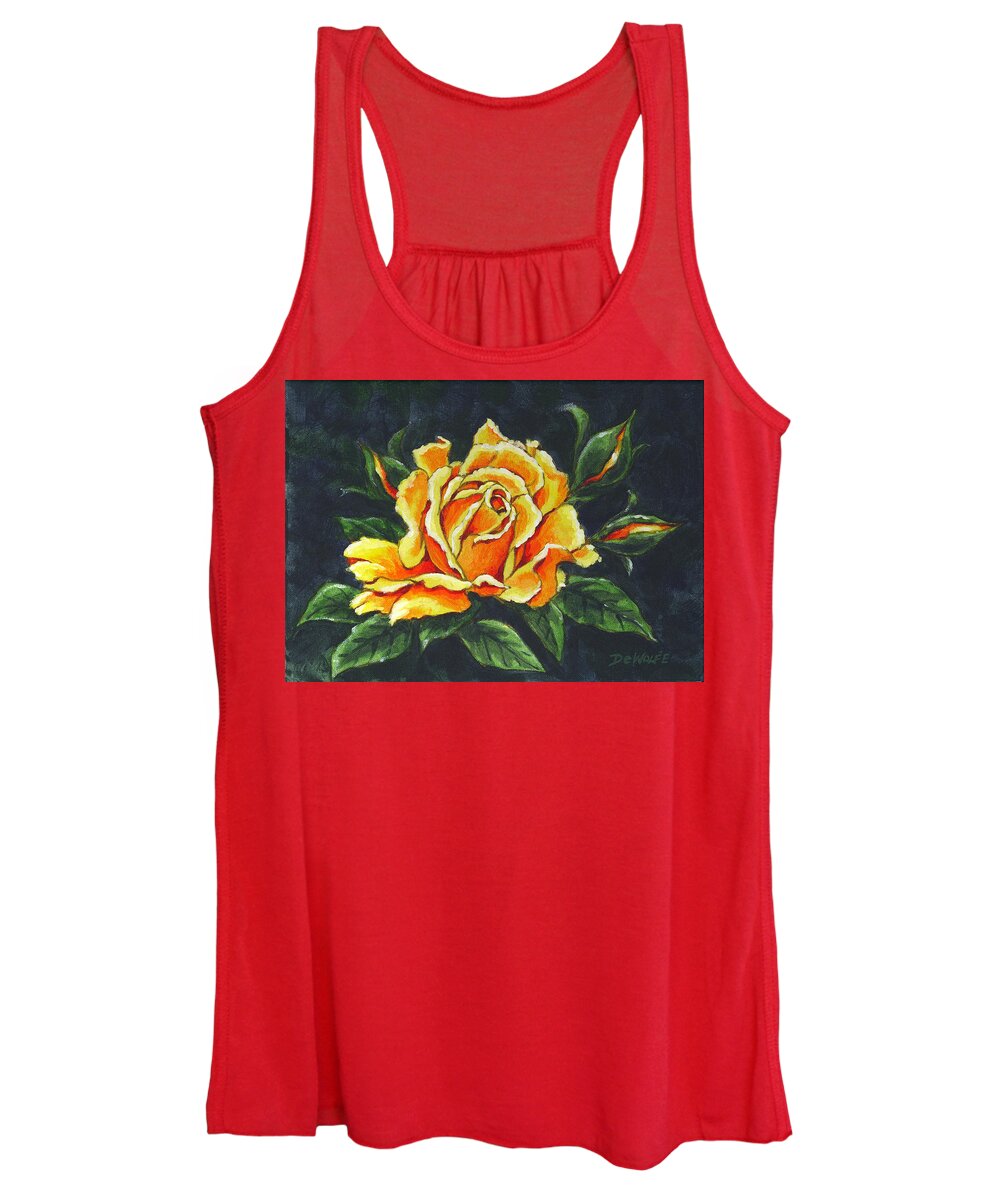 Rose Women's Tank Top featuring the painting Golden Rose Sketch by Richard De Wolfe