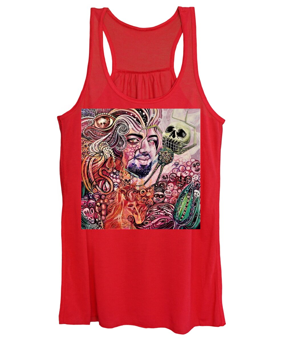 Skull Women's Tank Top featuring the painting Green Eyes by Yelena Tylkina