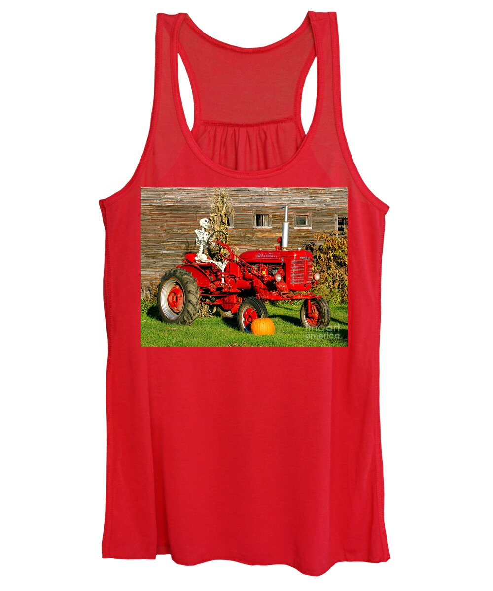 Farmall Women's Tank Top featuring the photograph Halloween Farmall by Olivier Le Queinec