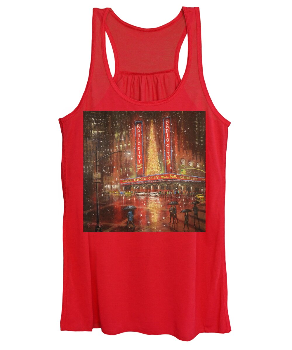 Radio City Music Hall Women's Tank Top featuring the painting Radio City NYC by Tom Shropshire