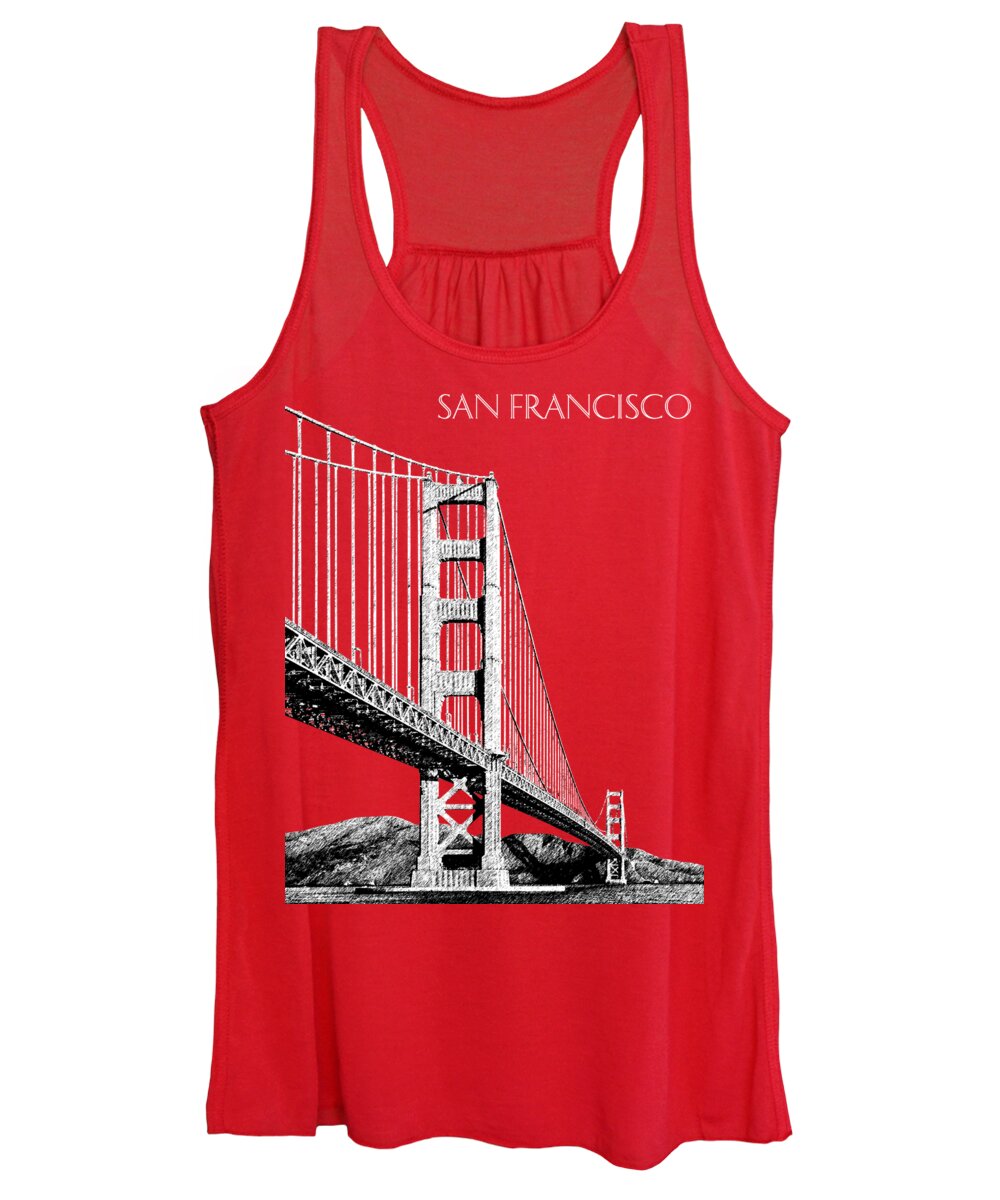 Architecture Women's Tank Top featuring the digital art San Francisco Skyline Golden Gate Bridge 2 - Slate Blue by DB Artist