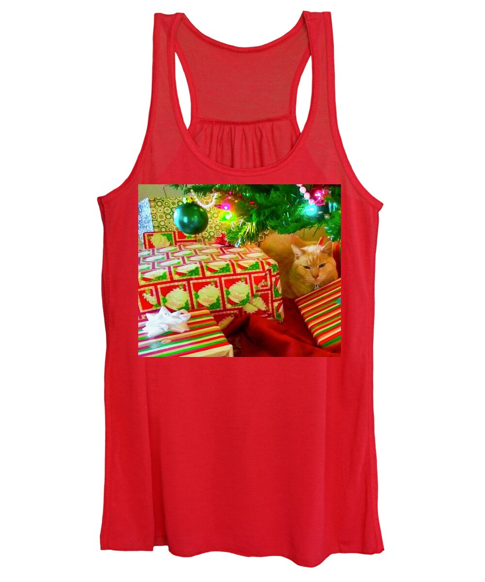 Santa Women's Tank Top featuring the photograph Santa Knows I've Been Naughty by Debra Grace Addison