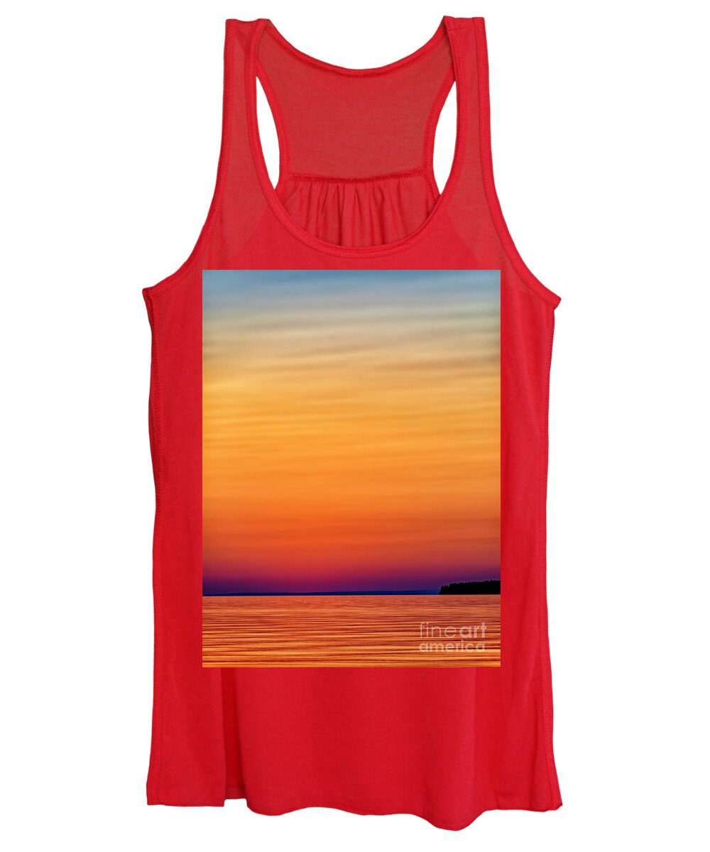Afterglow Women's Tank Top featuring the photograph Sunset on Lake Superior by Bill Frische