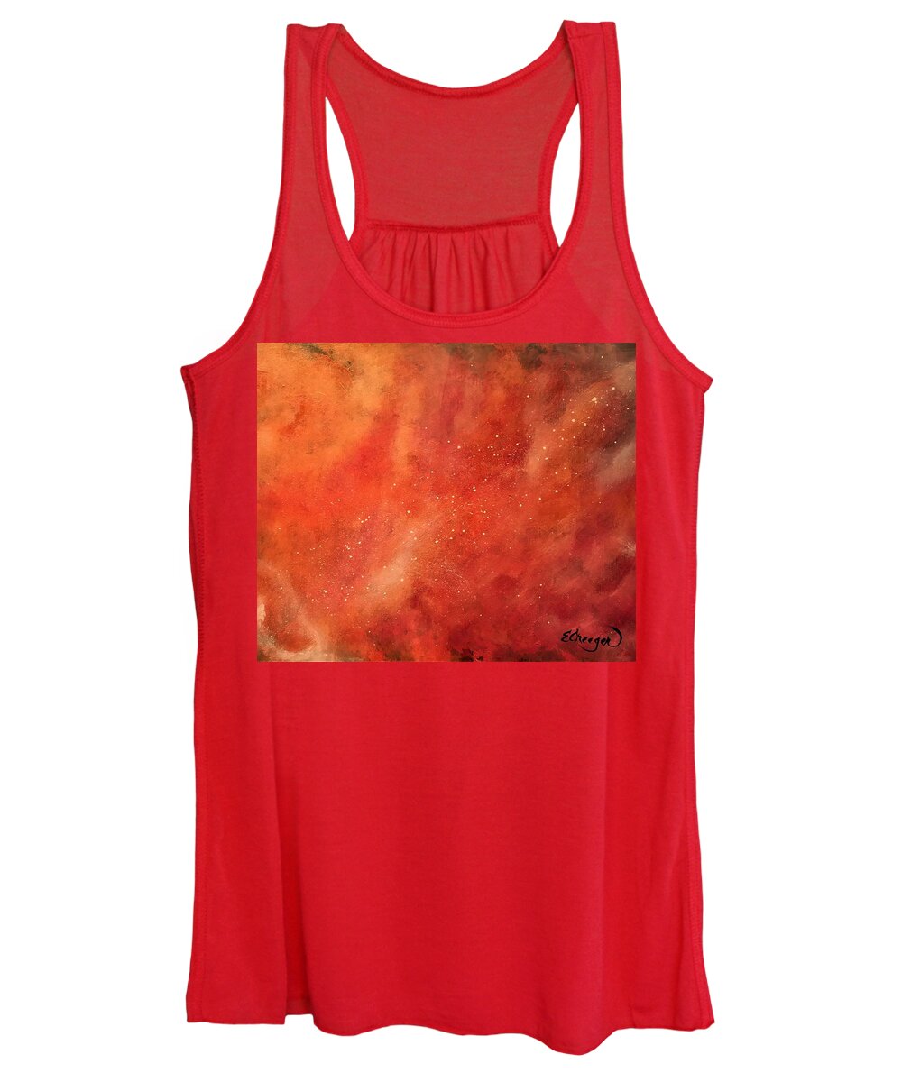 Orange Women's Tank Top featuring the painting Tangerine Nebula Cloud by Esperanza Creeger