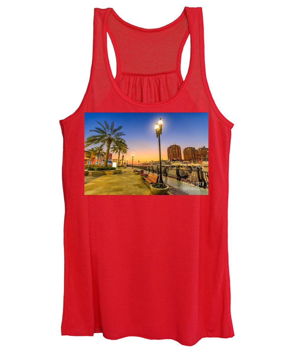 Doha Women's Tank Top featuring the photograph the Pearl Qatar Doha by Benny Marty