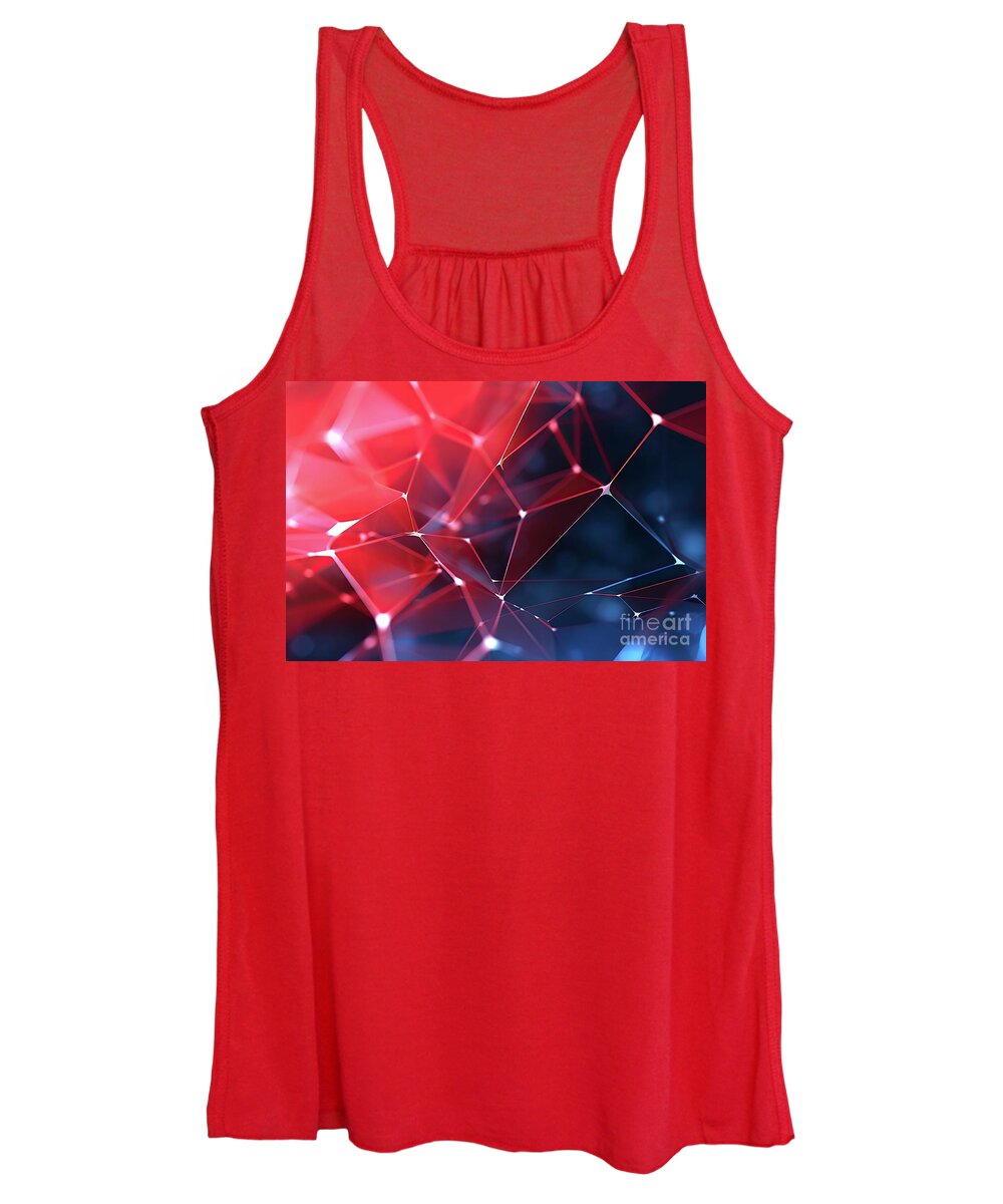 Technology Women's Tank Top featuring the photograph A background for technology motifs, connected lines illustrating mesh transfer, dark red tones. #1 by Joaquin Corbalan
