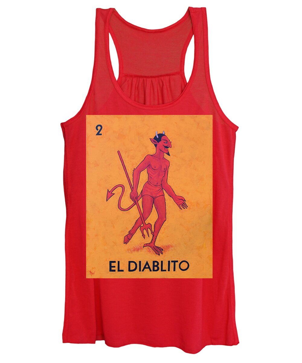 Diablo Women's Tank Top featuring the painting 2 El Diablito by Holly Wood
