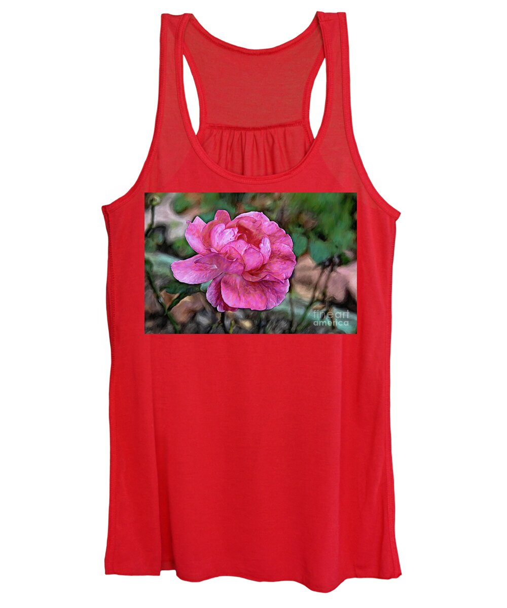 Coral Women's Tank Top featuring the photograph A Touch of Class Tea Rose by Diana Mary Sharpton