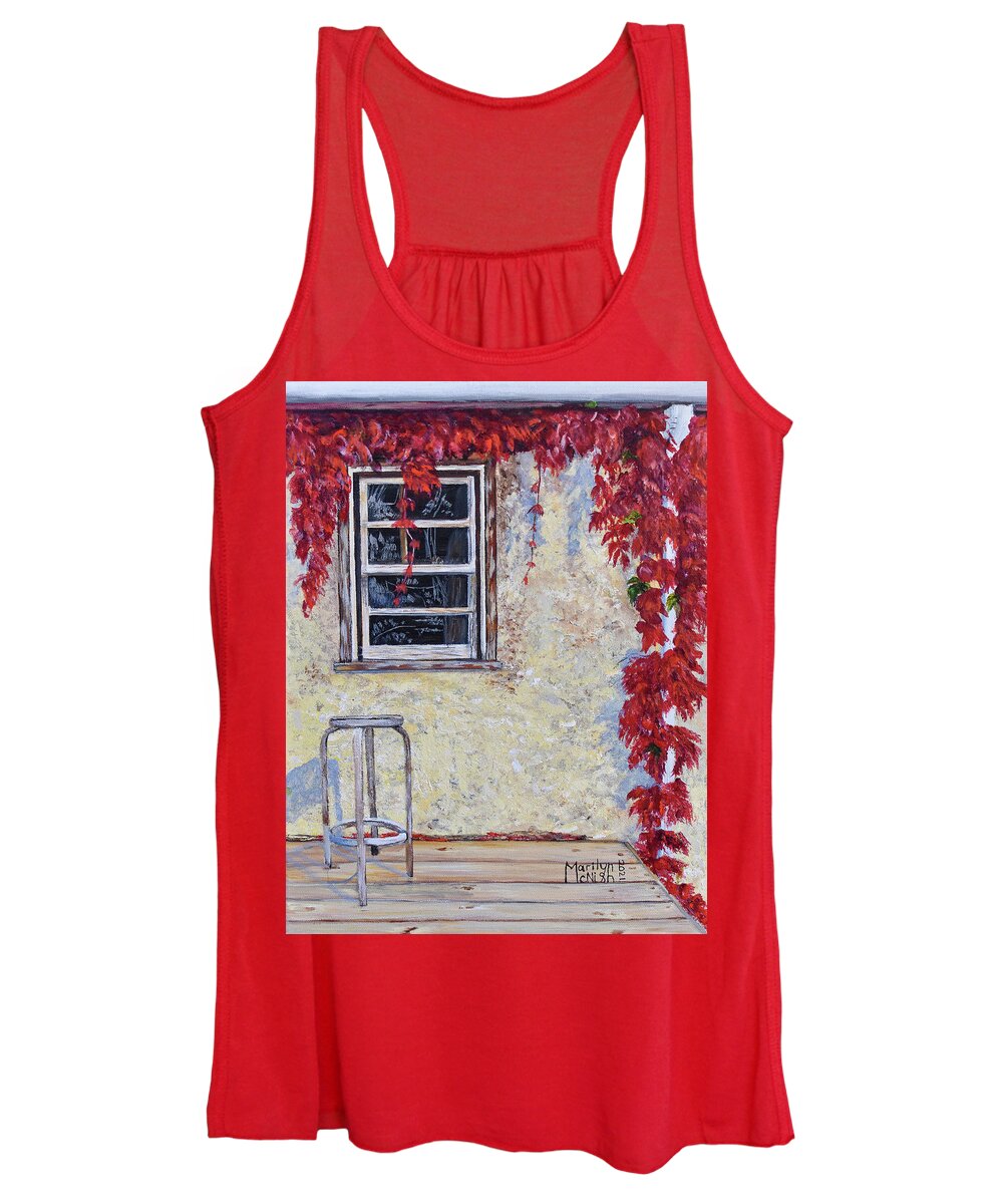 Manigotagan Women's Tank Top featuring the painting A Window View by Marilyn McNish