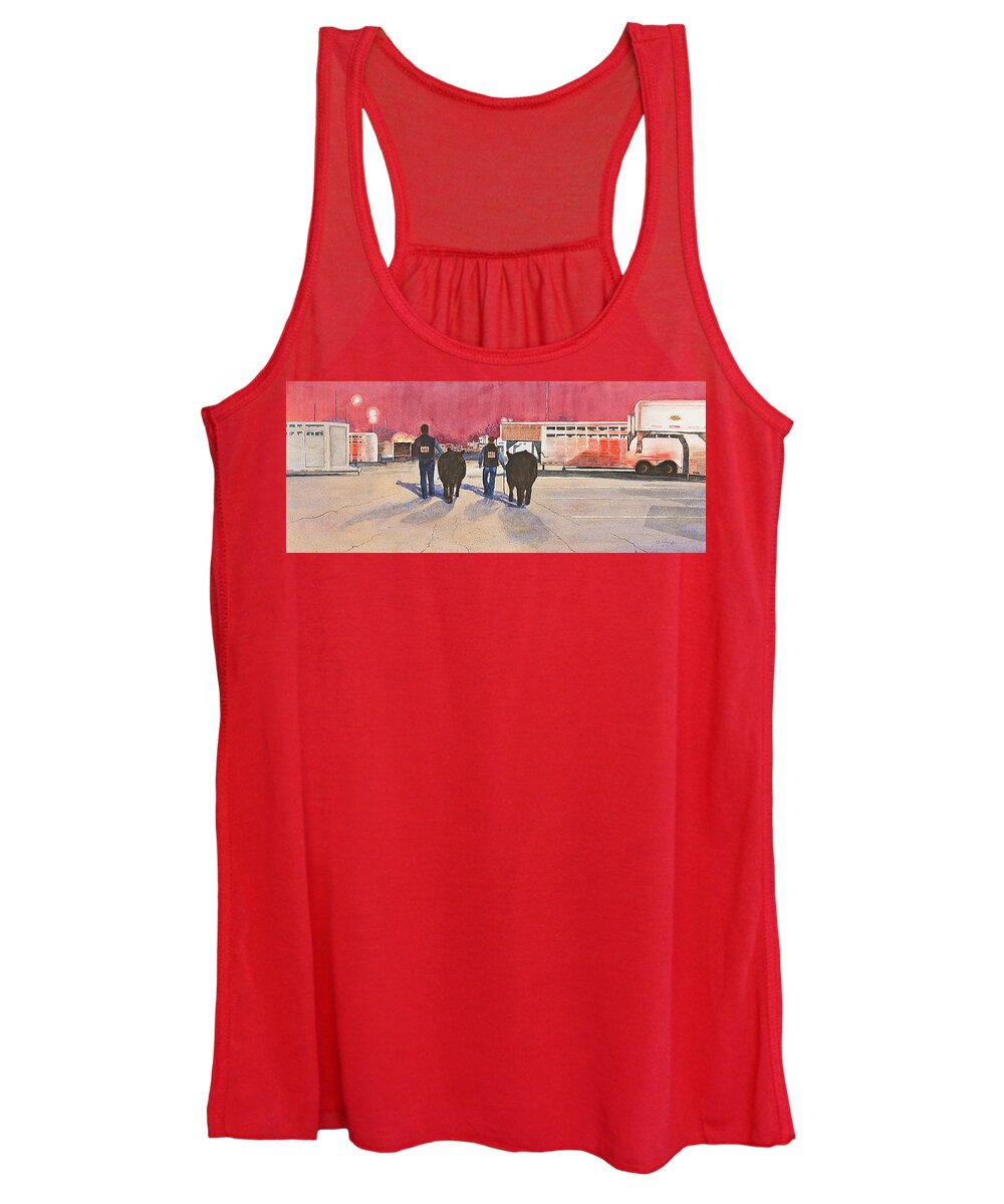 Cattle Show Women's Tank Top featuring the painting After The Show by John Glass
