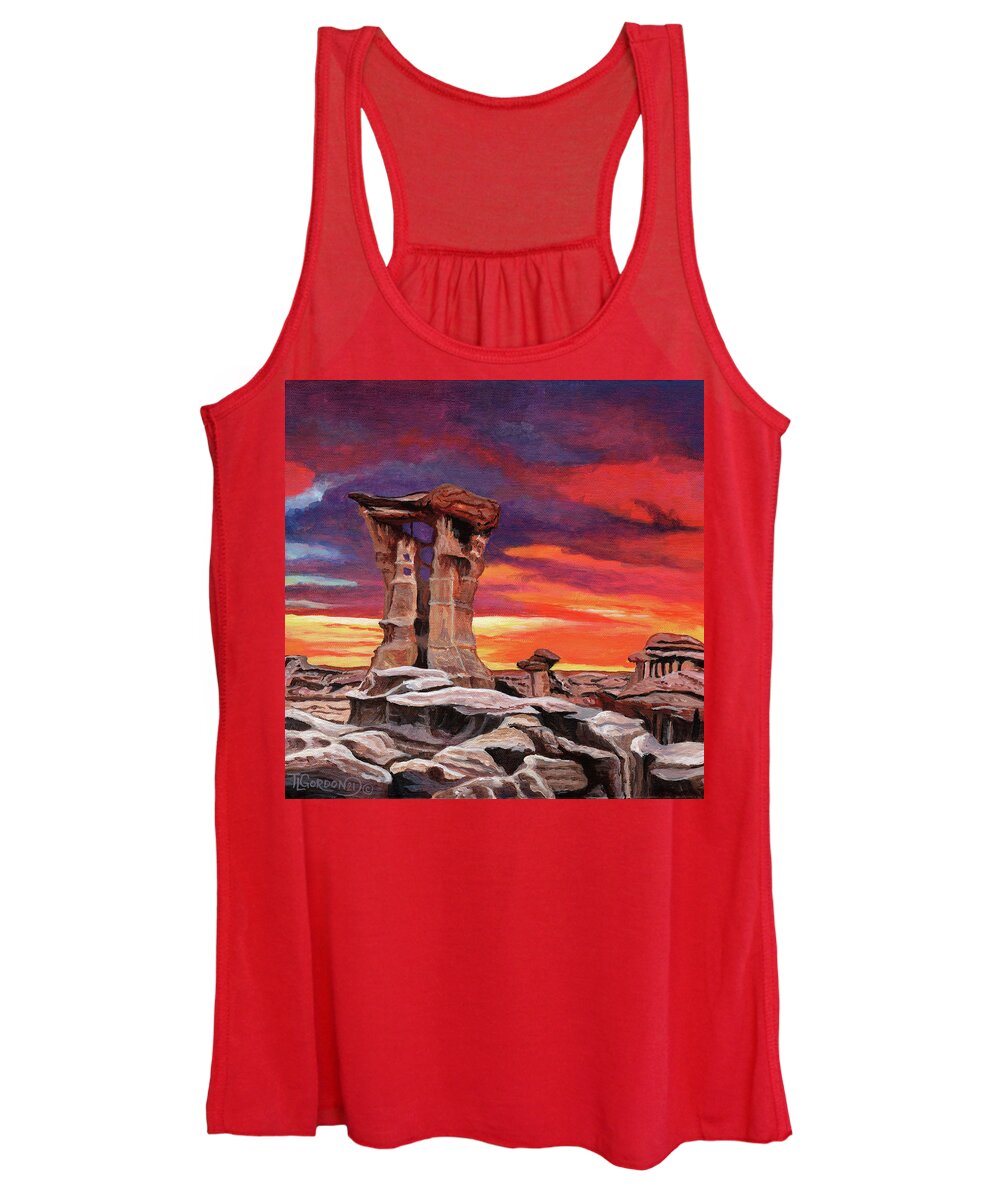 Morning Women's Tank Top featuring the painting Alien Throne @ Bisti De Na Zin by Timithy L Gordon