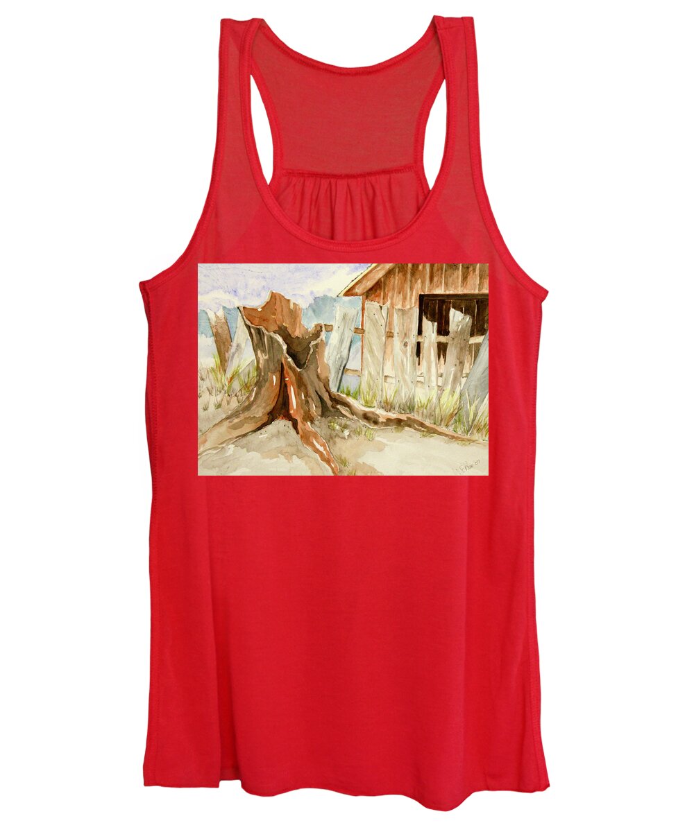 Watercolor Women's Tank Top featuring the painting Alone but not lonely by Peggy Rose