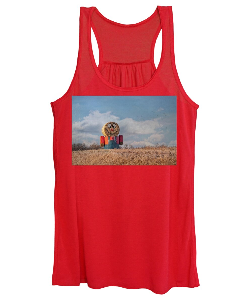 Americana Women's Tank Top featuring the photograph Americana Straw Farmer by Patti Deters