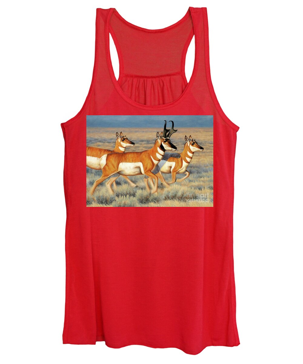 Cynthie Fisher Women's Tank Top featuring the painting Antelope, Pronghorn by Cynthie Fisher