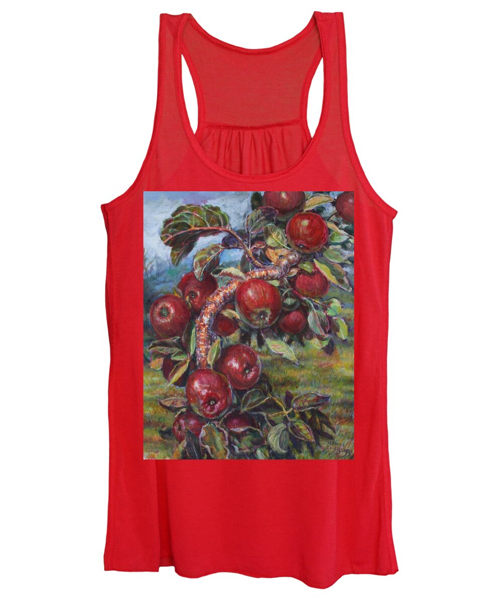 Red Apple Tree Women's Tank Top featuring the painting Apple Tree by Veronica Cassell vaz